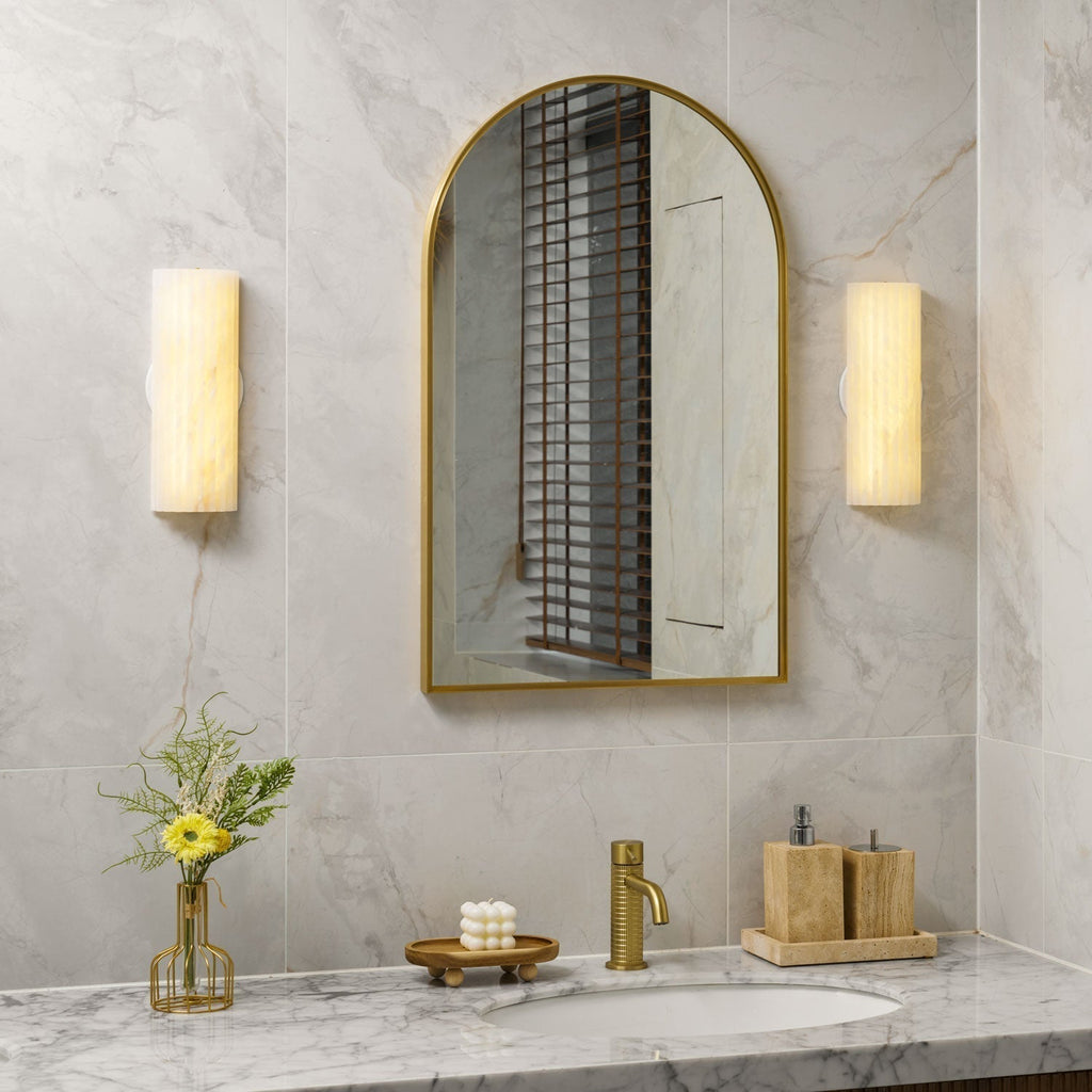 Ribbed Alabaster Integrated LED Wall Light
