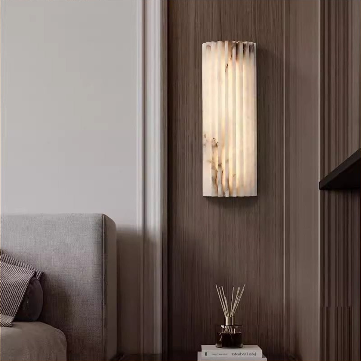 Ribbed Alabaster Integrated LED Wall Light