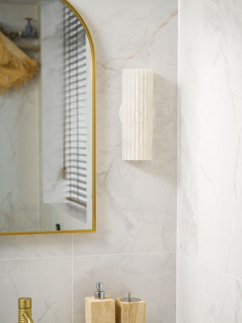 Ribbed Alabaster Integrated LED Wall Light