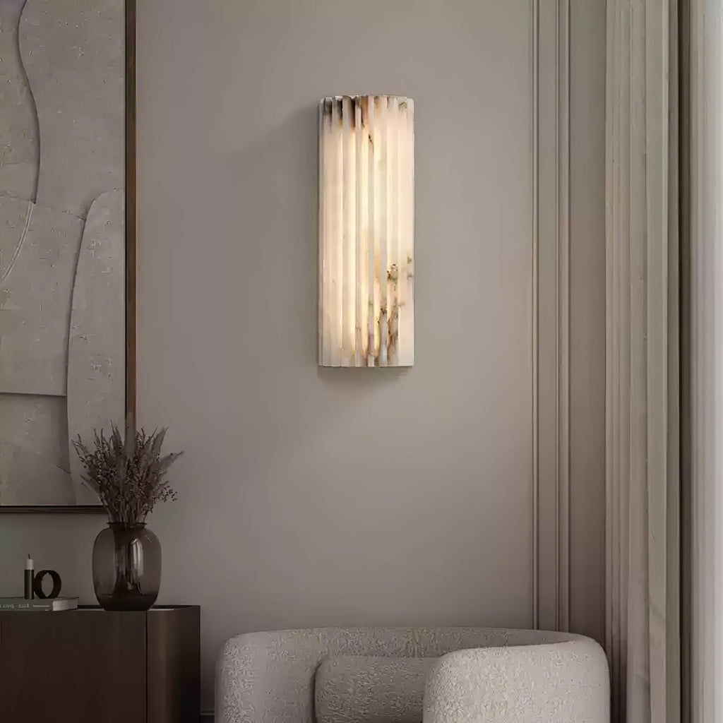 Ribbed Alabaster Integrated LED Wall Light
