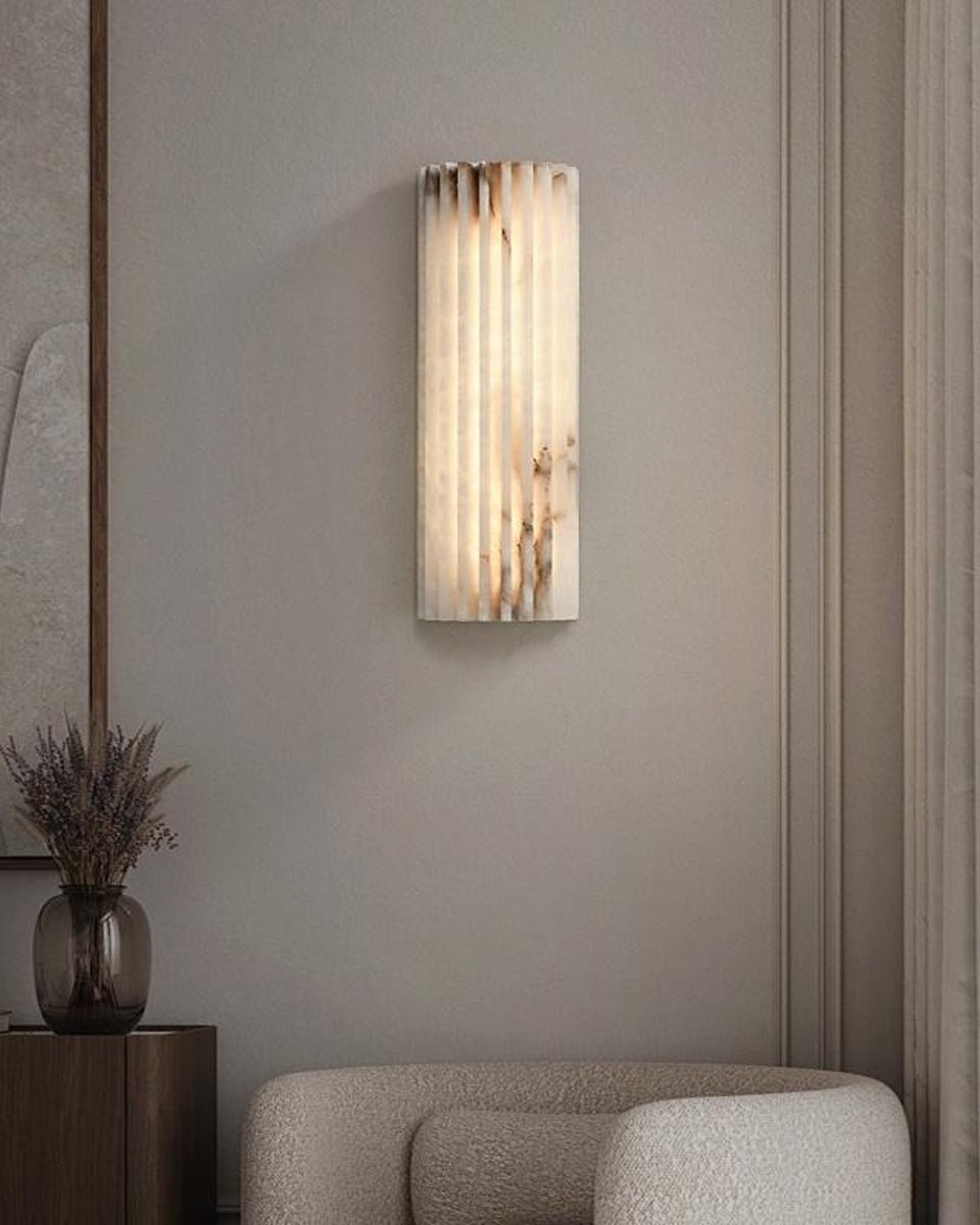 Ribbed Alabaster Integrated LED Wall Light