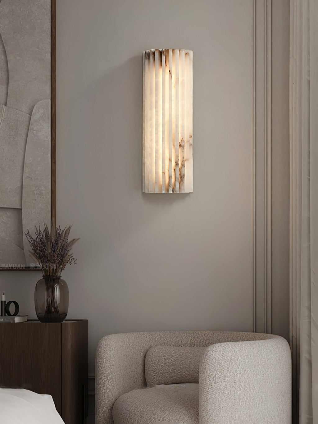 Ribbed Alabaster Integrated LED Wall Light