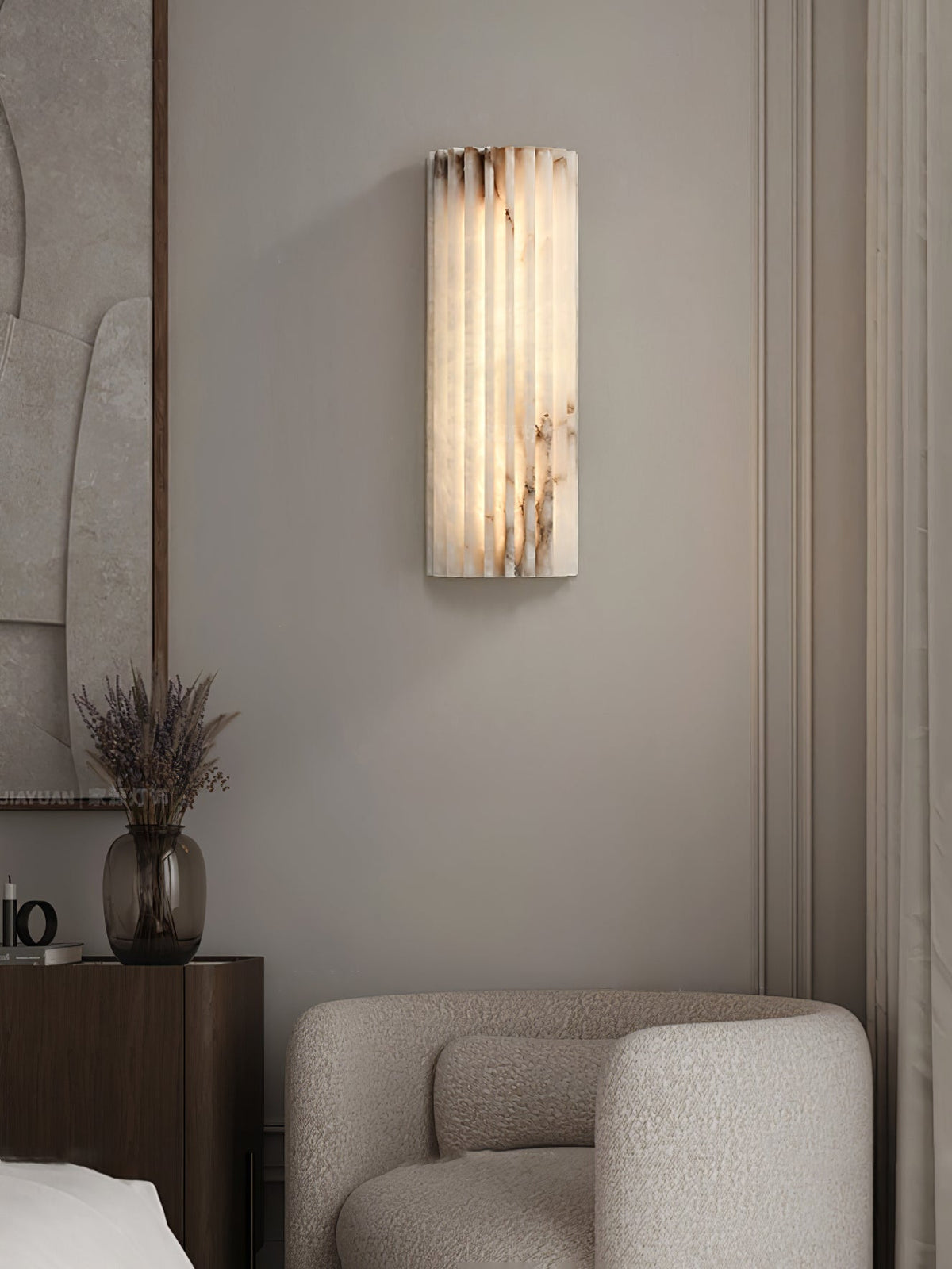 Ribbed Alabaster Integrated LED Wall Light