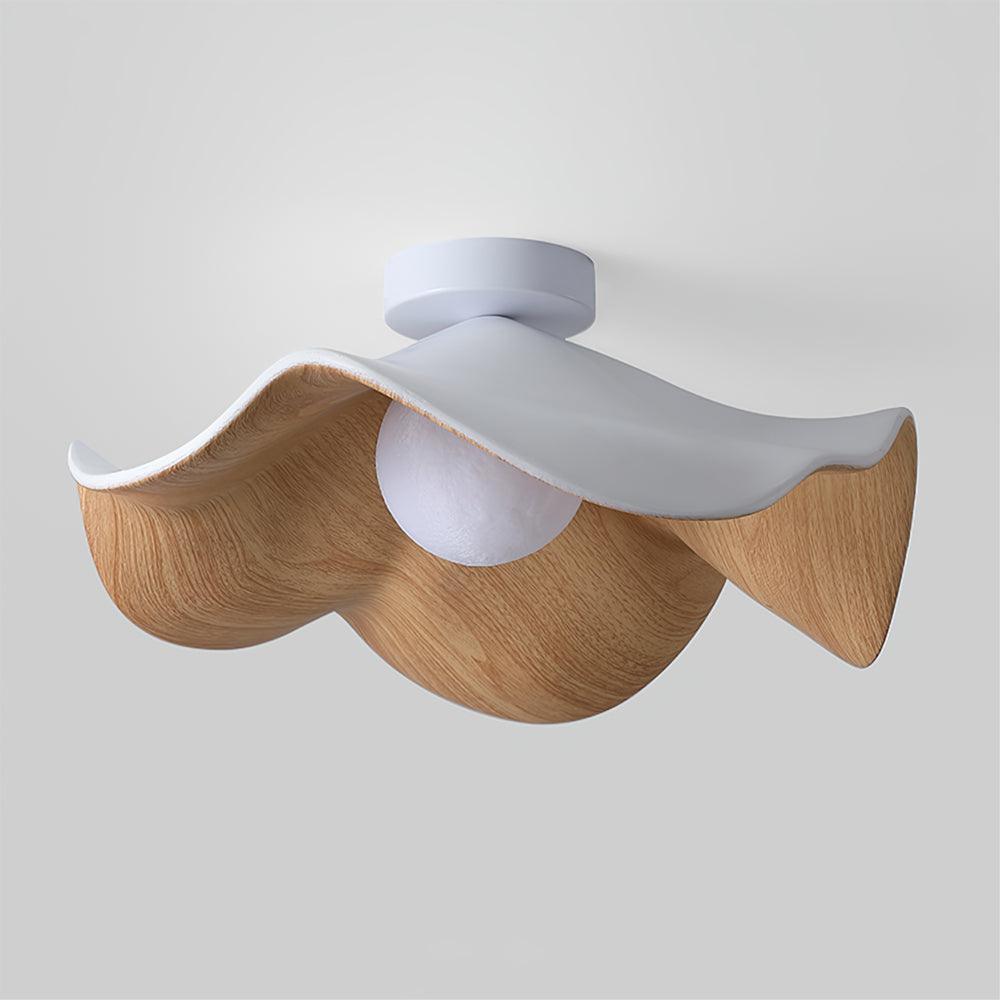 Sculpted Lotus Leaf Flush Ceiling Light