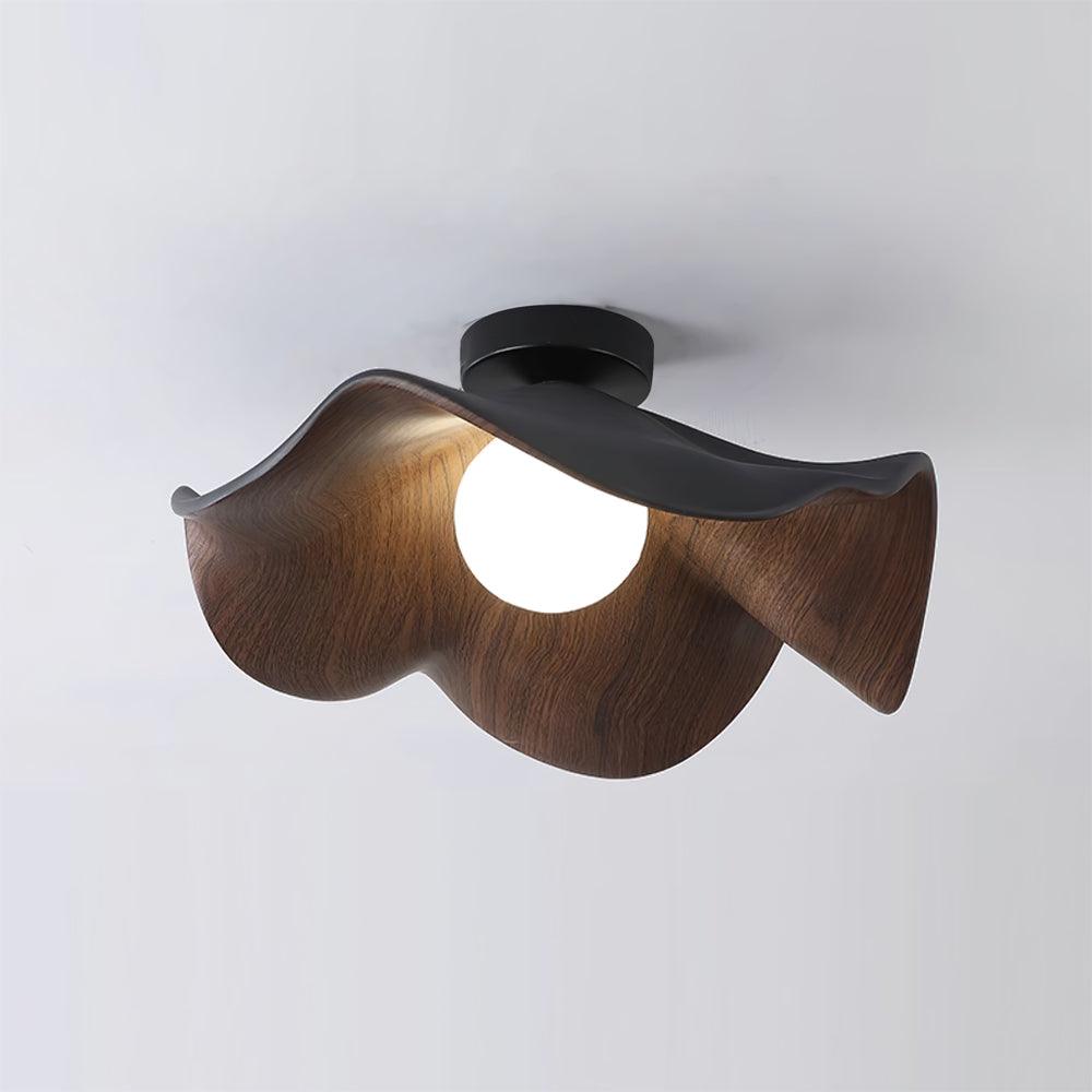 Sculpted Lotus Leaf Flush Ceiling Light