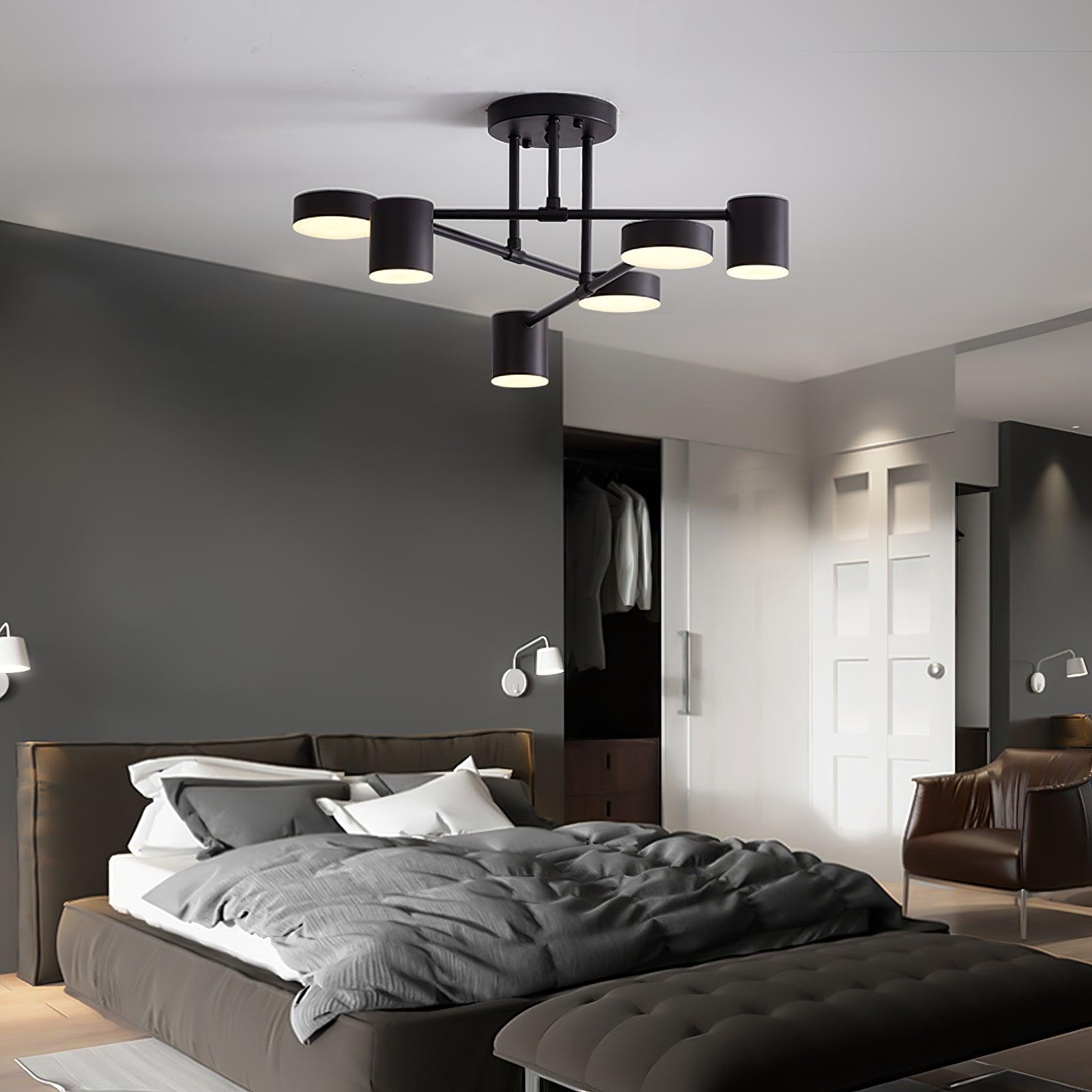 Six-Light Sputnik LED Semi-Flush Ceiling Light / ∅ 22.4″ x H 9.8″ / Dia 57cm x H 25cm / White / Warm light