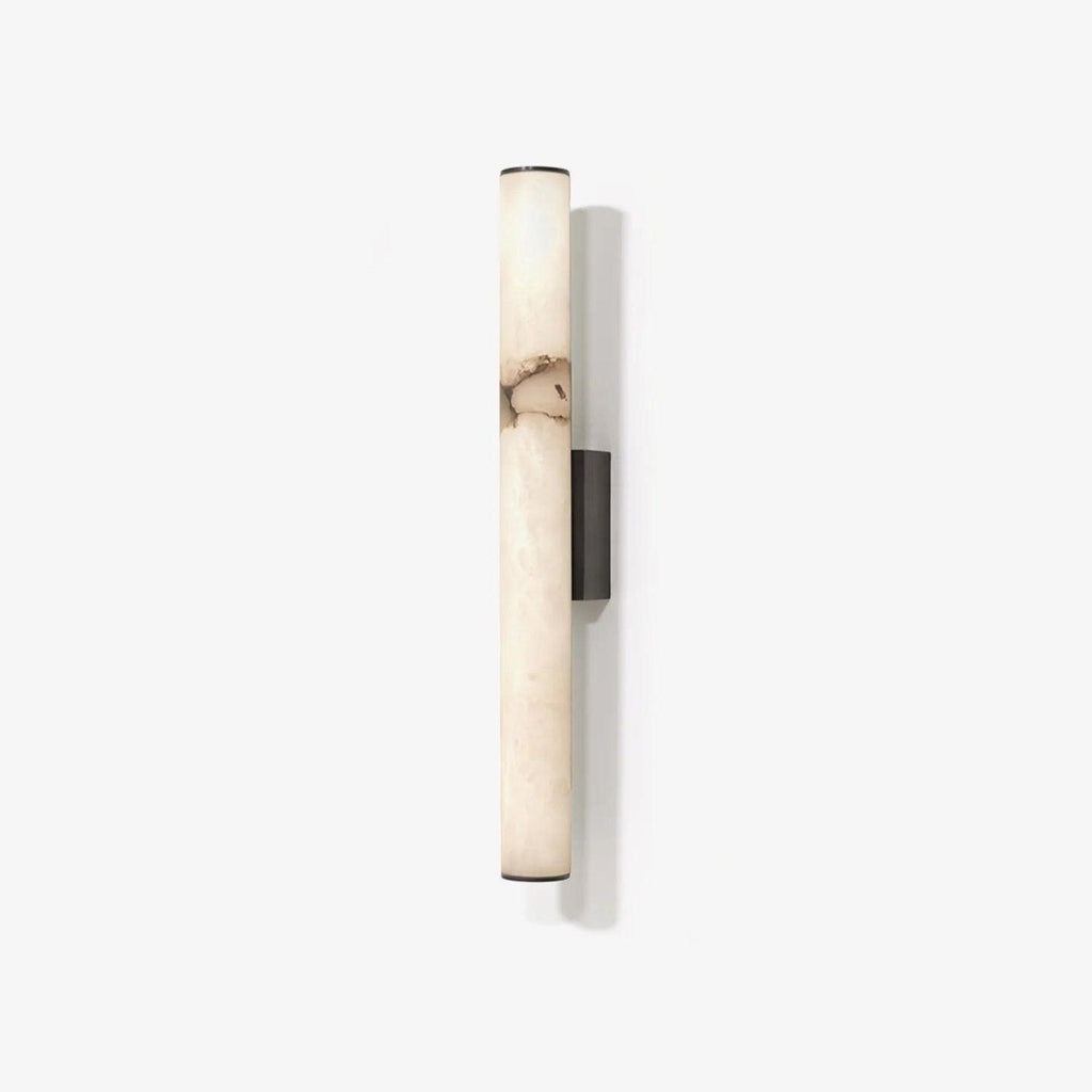Slim Alabaster Column LED Wall Light / Black & White ∅ 2.4″ x H 19.7″ / Warm Light