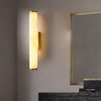 Slim Alabaster Column LED Wall Light / Black & White ∅ 2.4″ x H 31.5″ / Warm Light