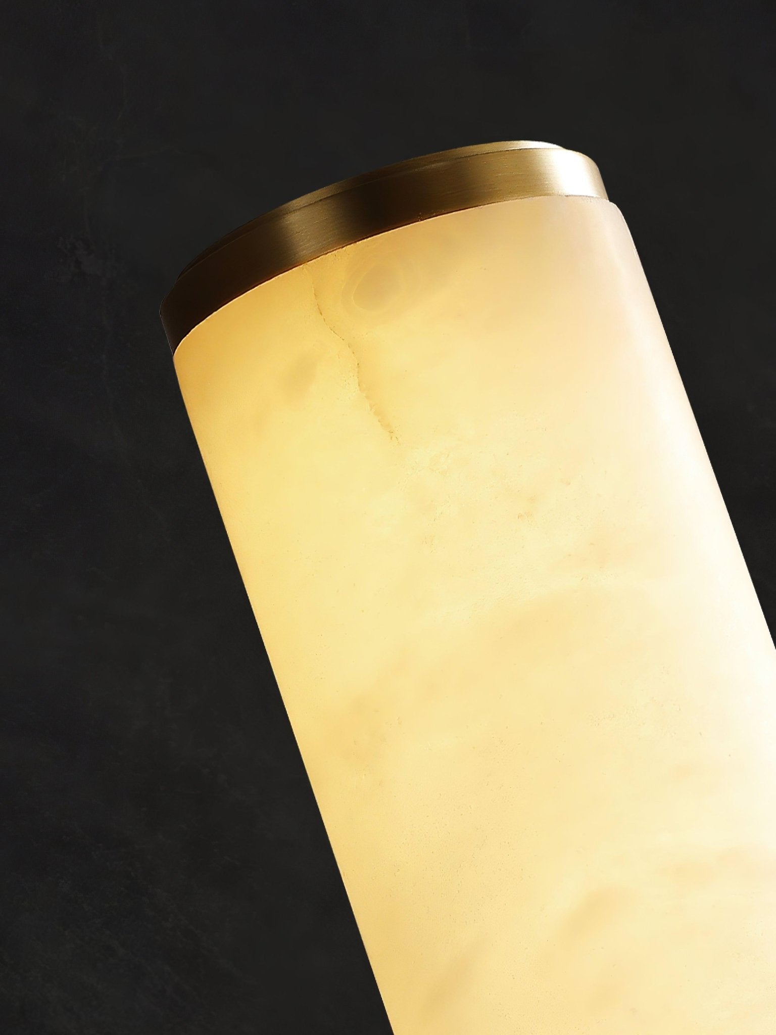 Slim Alabaster Column LED Wall Light / Brass & White ∅ 3.1″ x H 19.7″ Set of 2 / Cool Light