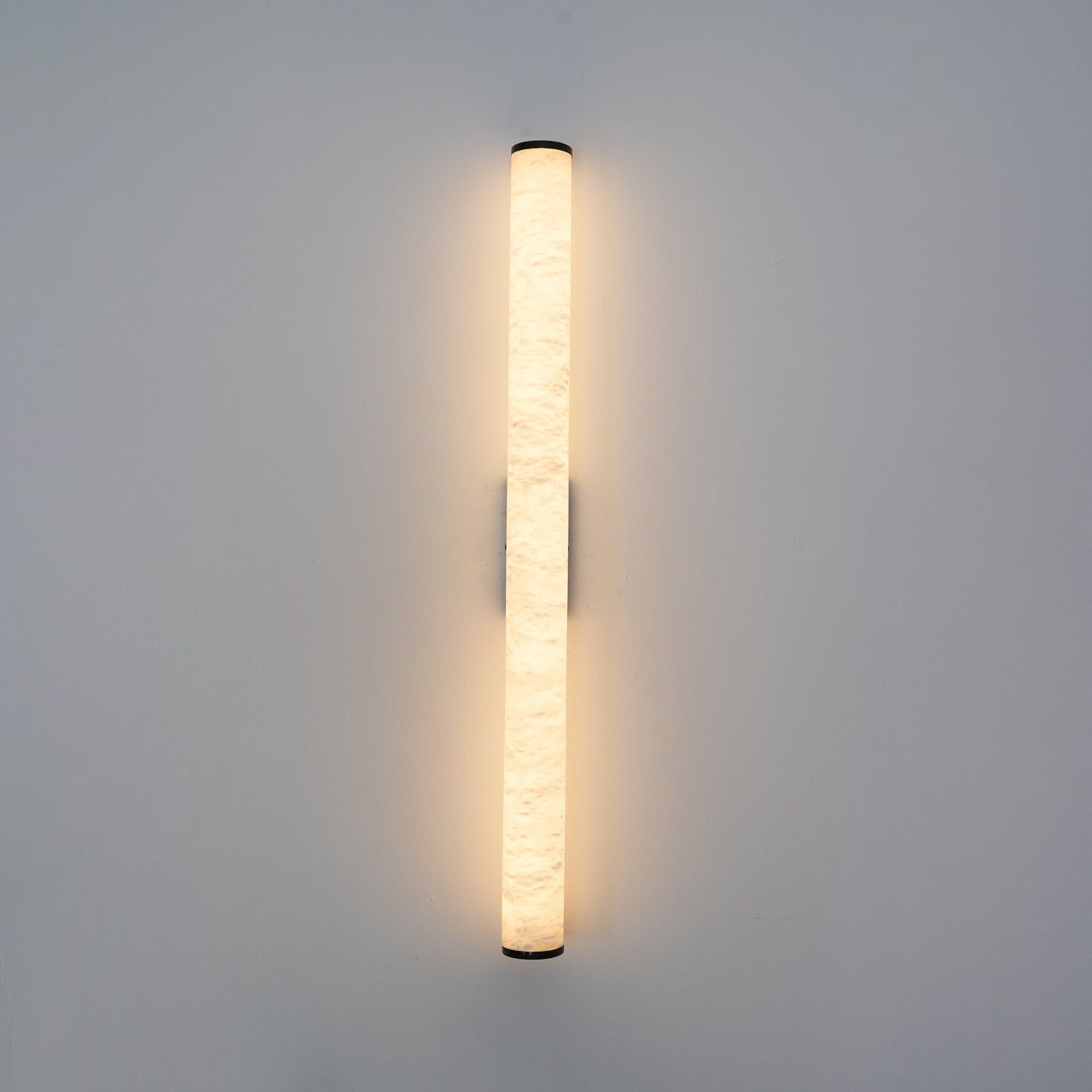 Slim Alabaster Column LED Wall Light / Brass & White ∅ 3.1″ x H 22.6″ Set of 2 / Cool Light