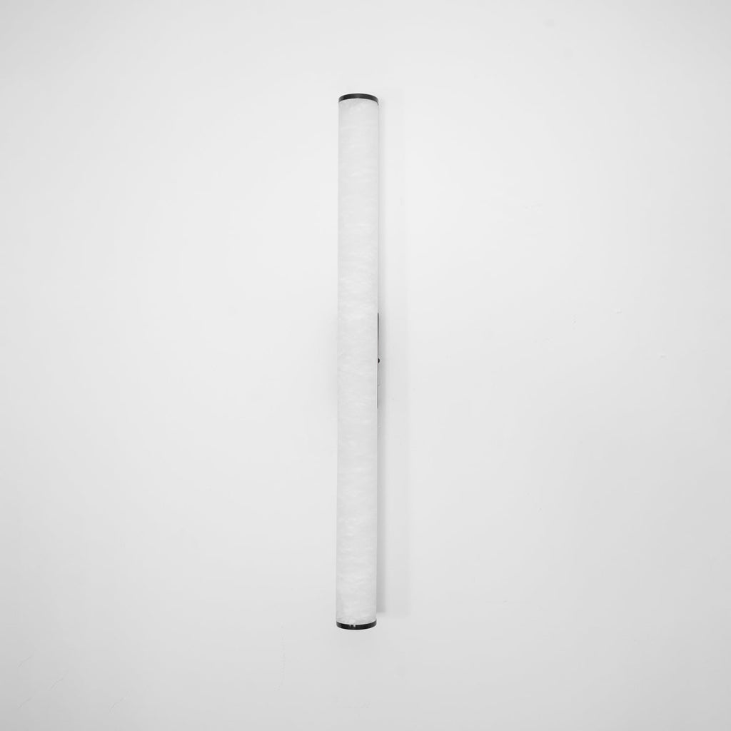Slim Alabaster Column LED Wall Light / Brass & White ∅ 3.1″ x H 31.5″ Set of 2 / Cool Light