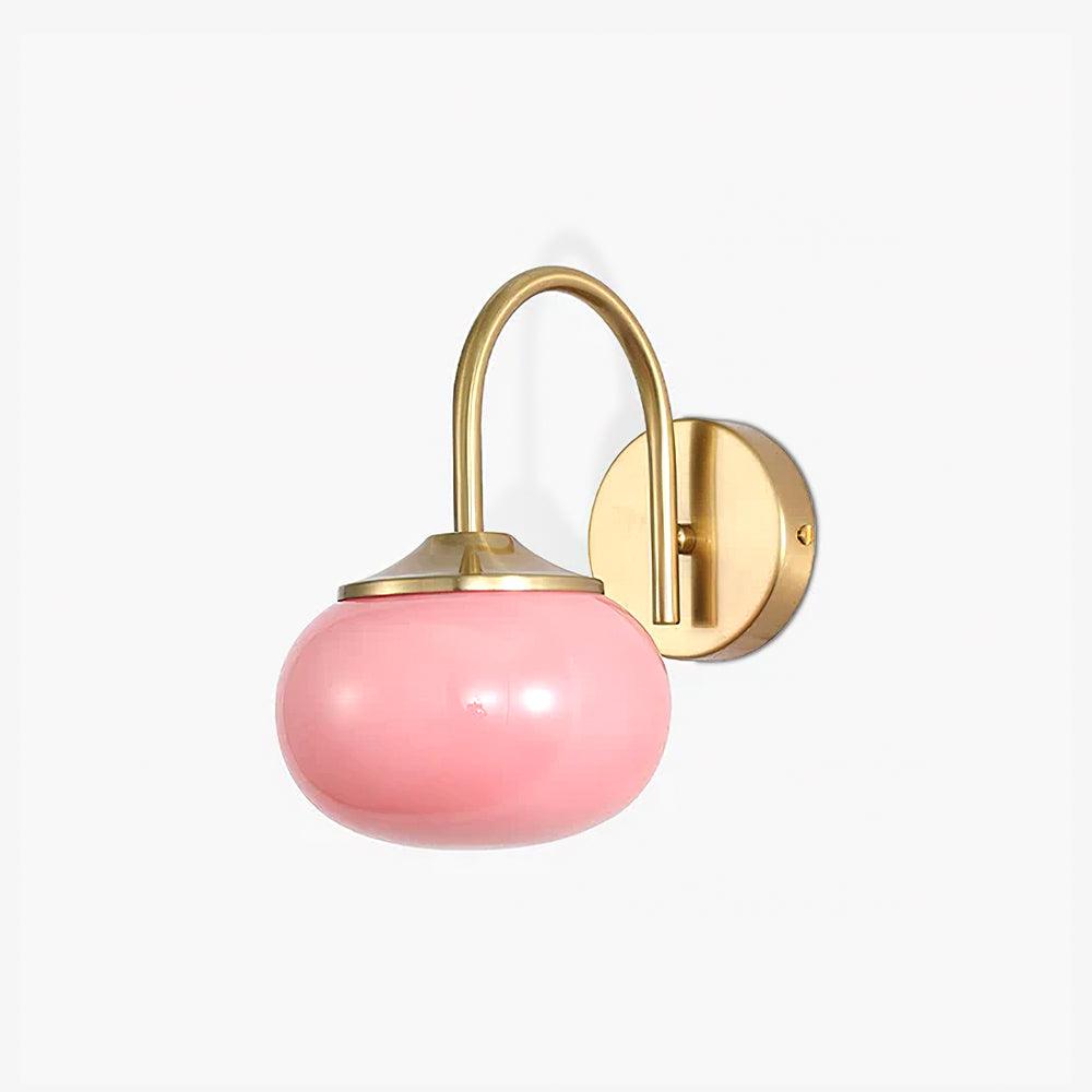 Soft Glass Globe Wall Light / ∅ 5.5″ x H 8.3″ / Dia 14cm x H 21cm / Copper & White