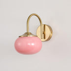 Soft Glass Globe Wall Light / ∅ 5.5″ x H 8.3″ / Dia 14cm x H 21cm / Copper & Pink