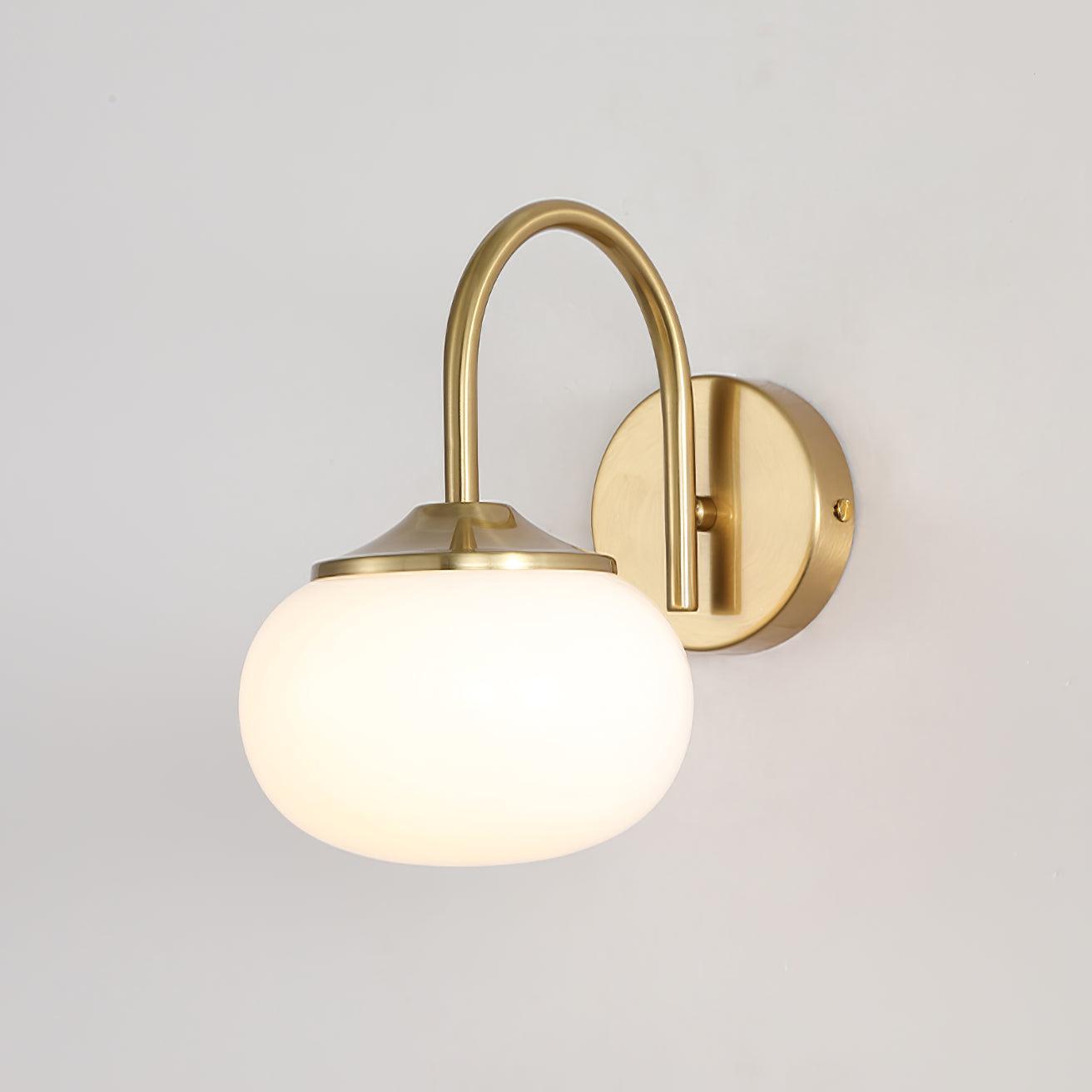 Soft Glass Globe Wall Light / ∅ 5.5″ x H 8.3″ / Dia 14cm x H 21cm / Copper & Beige