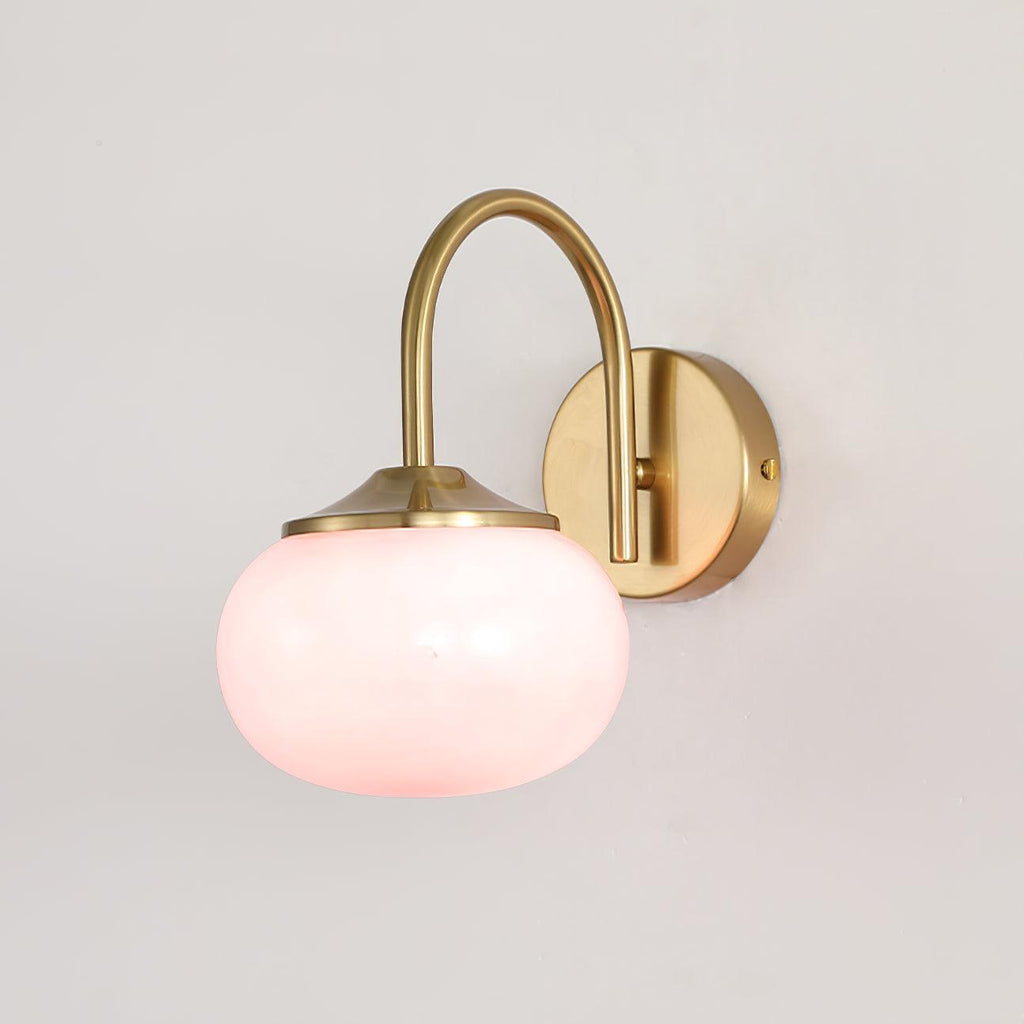 Soft Glass Globe Wall Light / Set of 2 / Copper & Beige