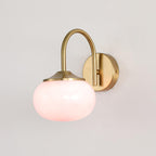 Soft Glass Globe Wall Light / Set of 2 / Copper & Beige