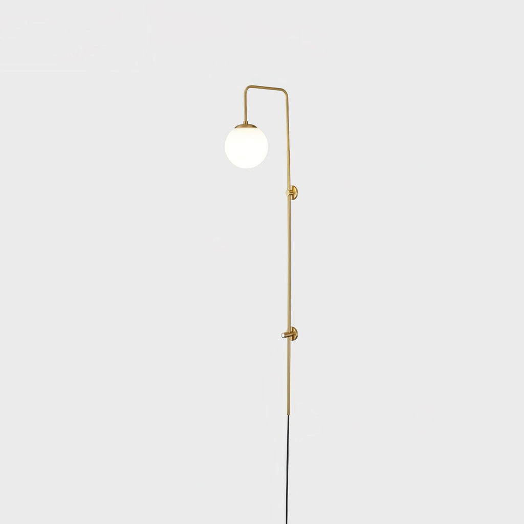 Tall Brass Globe Plug-In Wall Light / ∅ 5.9″ x H 47.2″ Set of 2 / Gold & White / AU Plug