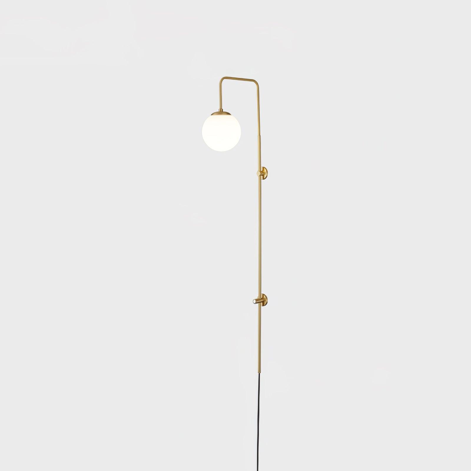 Tall Brass Globe Plug-In Wall Light / ∅ 5.9″ x H 47.2″ Set of 2 / Gold & White / AU Plug