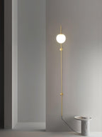 Tall Brass Globe Plug-In Wall Light / ∅ 5.9″ x H 47.2″ / Dia 15cm x H 120cm / Gold & White / AU Plug