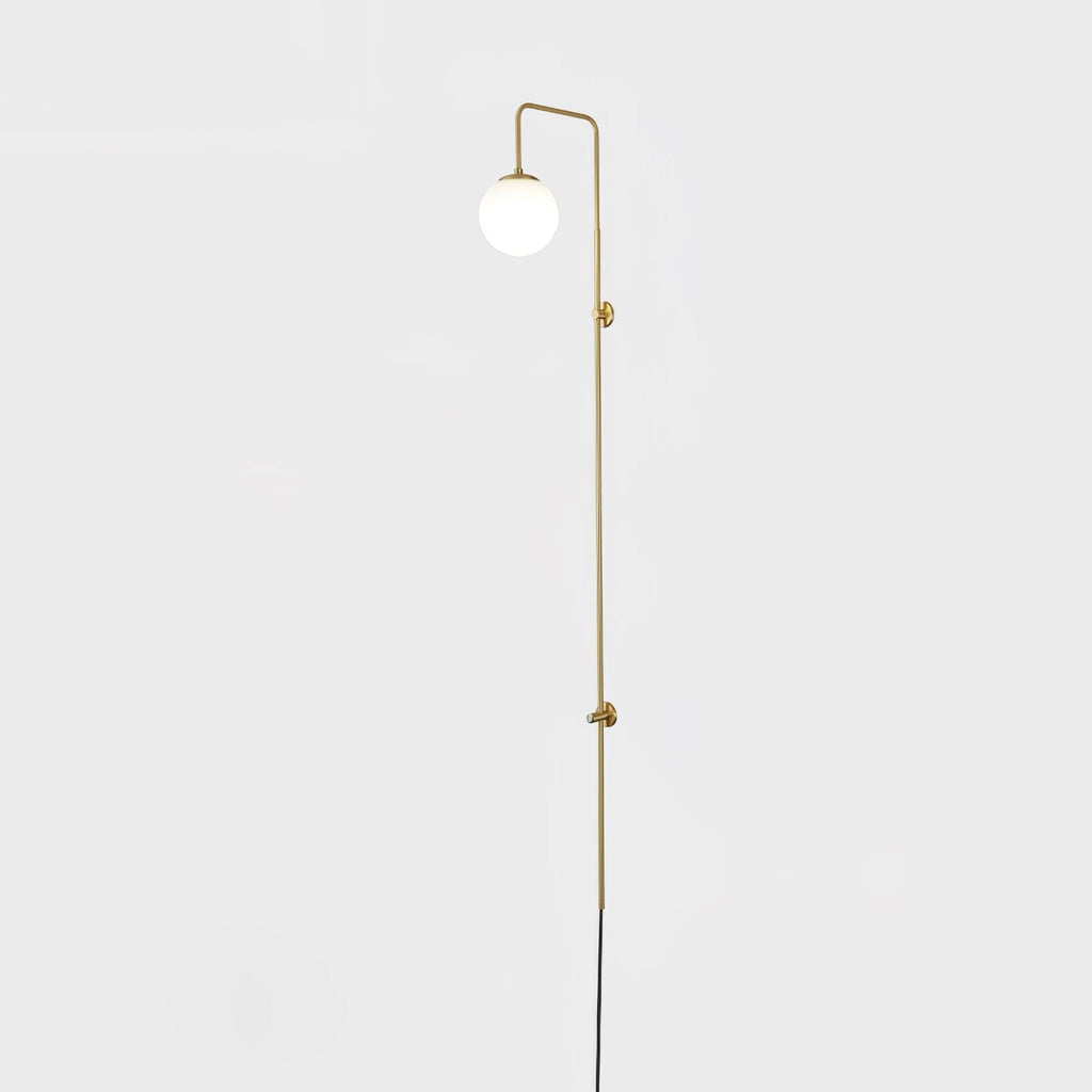 Tall Brass Globe Plug-In Wall Light / ∅ 5.9″ x H 47.2″ Set of 2 / Gold & White / EU Plug
