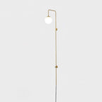 Tall Brass Globe Plug-In Wall Light / ∅ 5.9″ x H 47.2″ Set of 2 / Gold & White / EU Plug