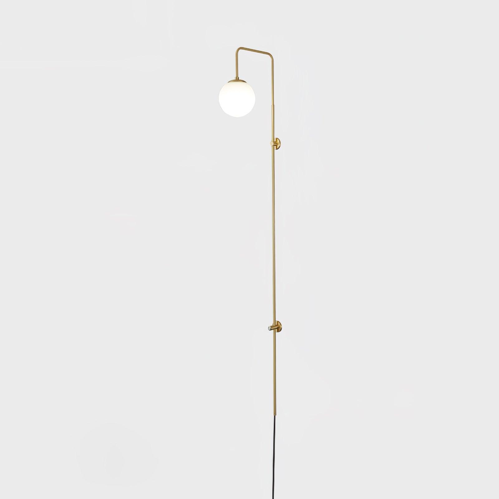Tall Brass Globe Plug-In Wall Light / ∅ 5.9″ x H 47.2″ Set of 2 / Gold & White / EU Plug
