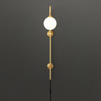 Tall Brass Globe Plug-In Wall Light / ∅ 4.7″ x H 23.6″ Set of 2 / Gold & White / US Plug