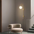 Tall Brass Globe Plug-In Wall Light / ∅ 4.7″ x H 23.6″ Set of 2 / Gold & White / EU Plug