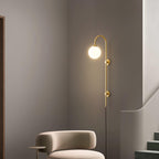 Tall Brass Globe Plug-In Wall Light / ∅ 4.7″ x H 23.6″ Set of 2 / Gold & White / AU Plug