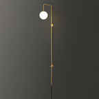 Tall Brass Globe Plug-In Wall Light / ∅ 5.9″ x H 35.4″ Set of 2 / Gold & White / AU Plug