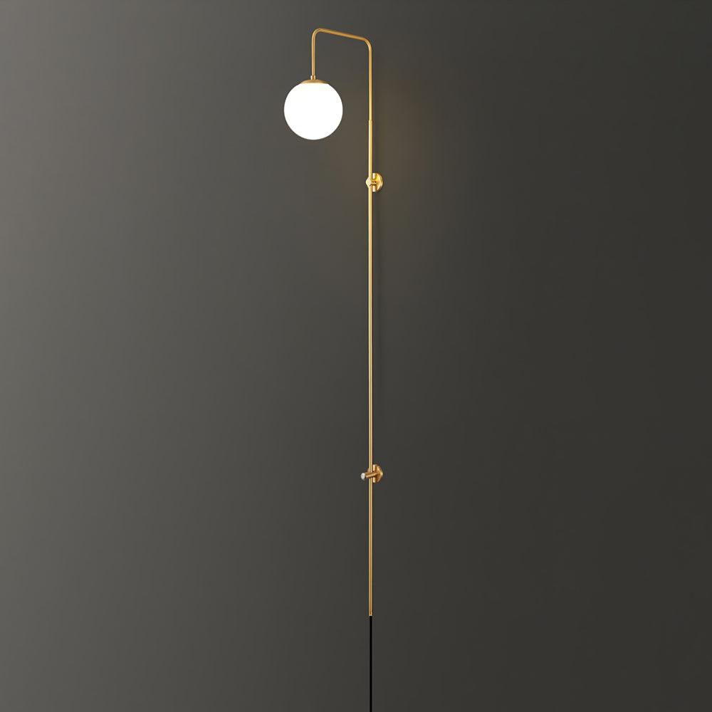 Tall Brass Globe Plug-In Wall Light / ∅ 5.9″ x H 35.4″ Set of 2 / Gold & White / AU Plug