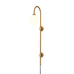 Tall Brass Globe Plug-In Wall Light / ∅ 5.9″ x H 63.9″ Set of 2 / Gold & White / UK Plug