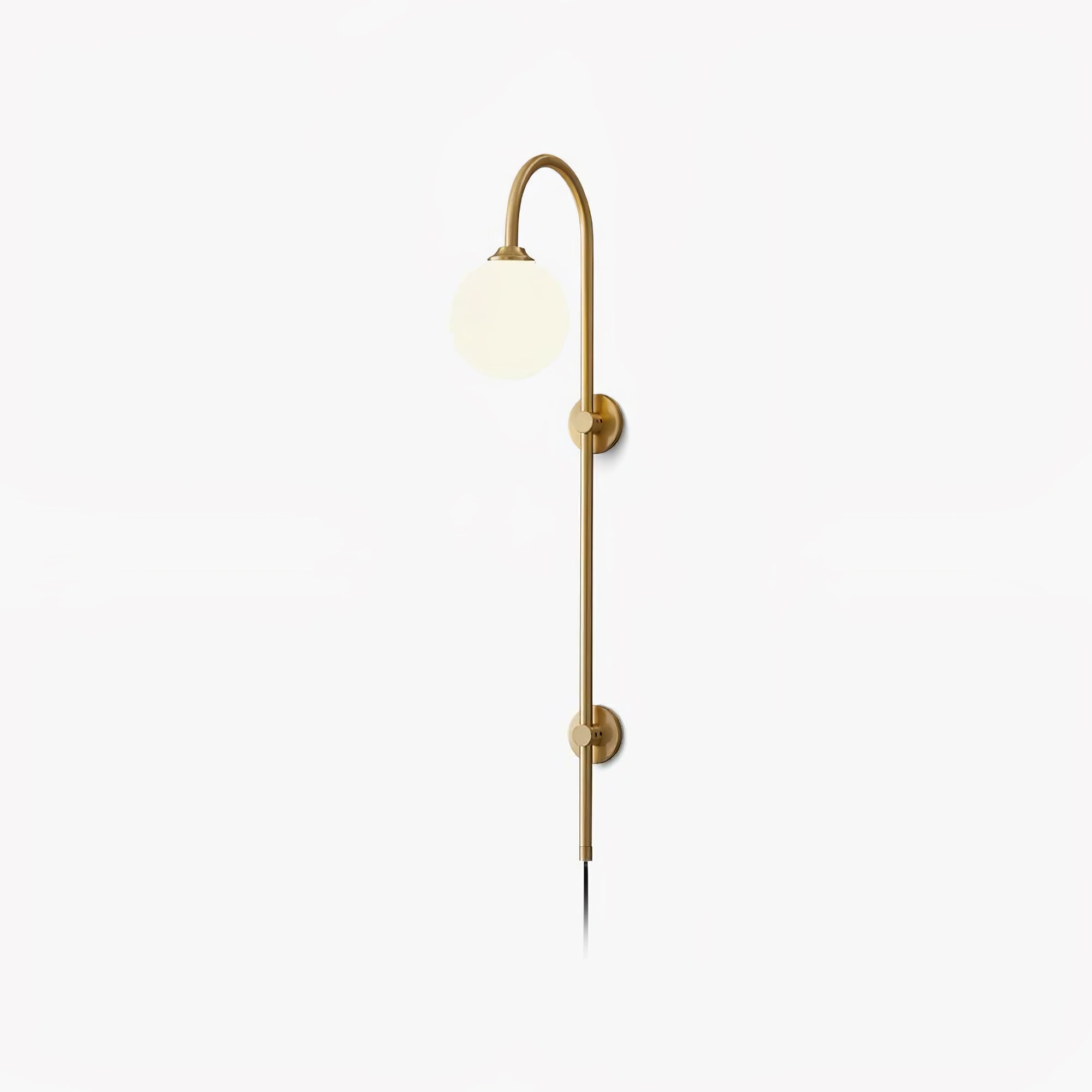 Tall Brass Globe Plug-In Wall Light / ∅ 5.9″ x H 63.9″ Set of 2 / Gold & White / EU Plug