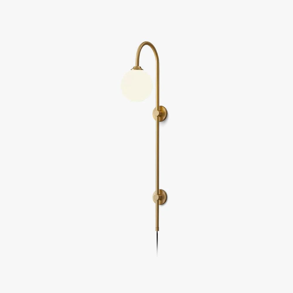 Tall Brass Globe Plug-In Wall Light / ∅ 5.9″ x H 63.9″ Set of 2 / Gold & White / AU Plug