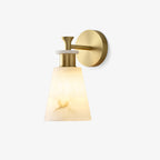 Tapered Alabaster and Brass Wall Sconce / ∅ 4.7″ x H 9.8″ / Dia 12cm x H 25cm / Antique Copper / Single
