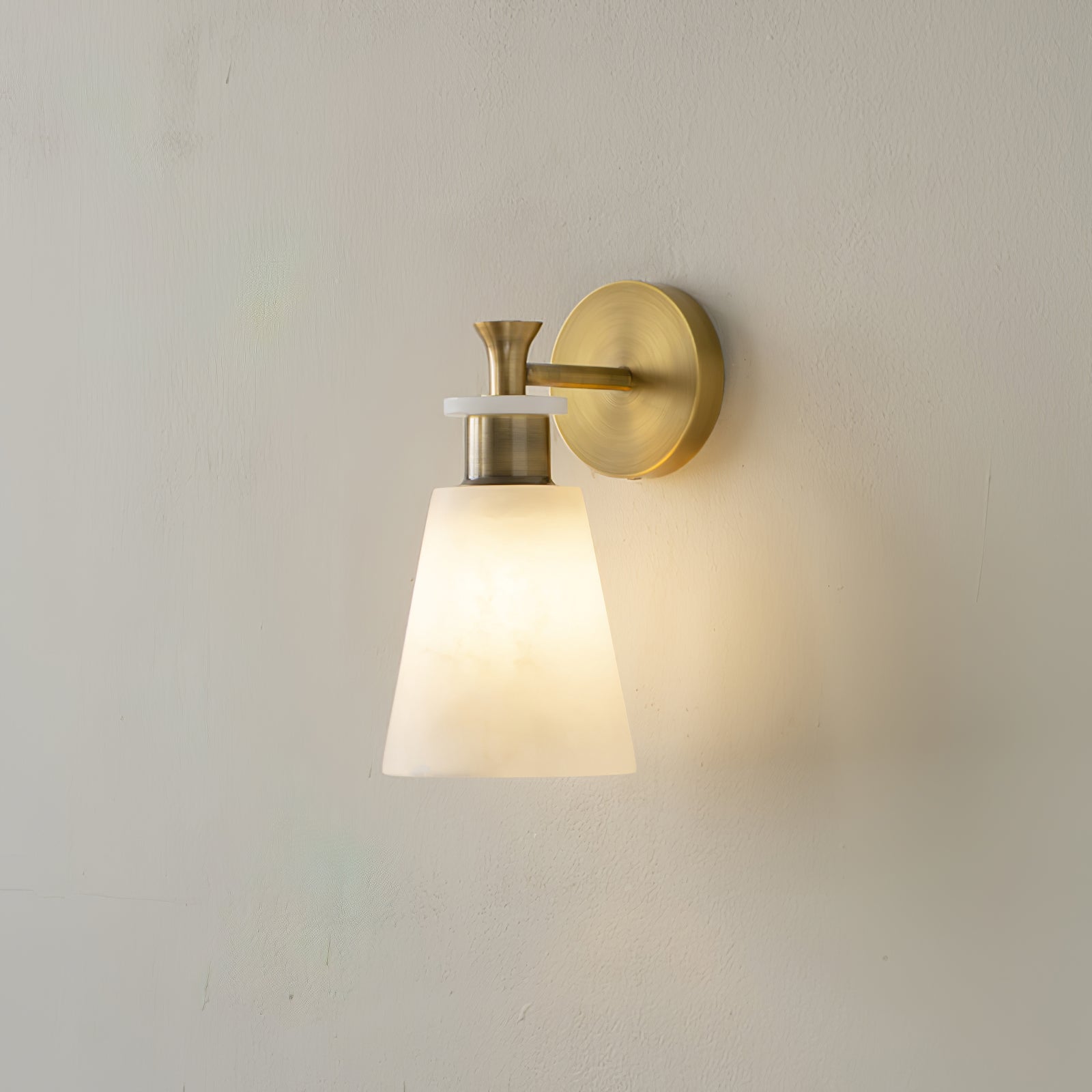 Tapered Alabaster and Brass Wall Sconce