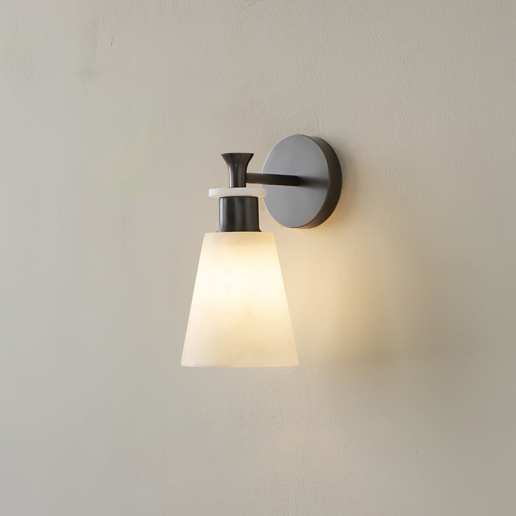 Tapered Alabaster and Brass Wall Sconce