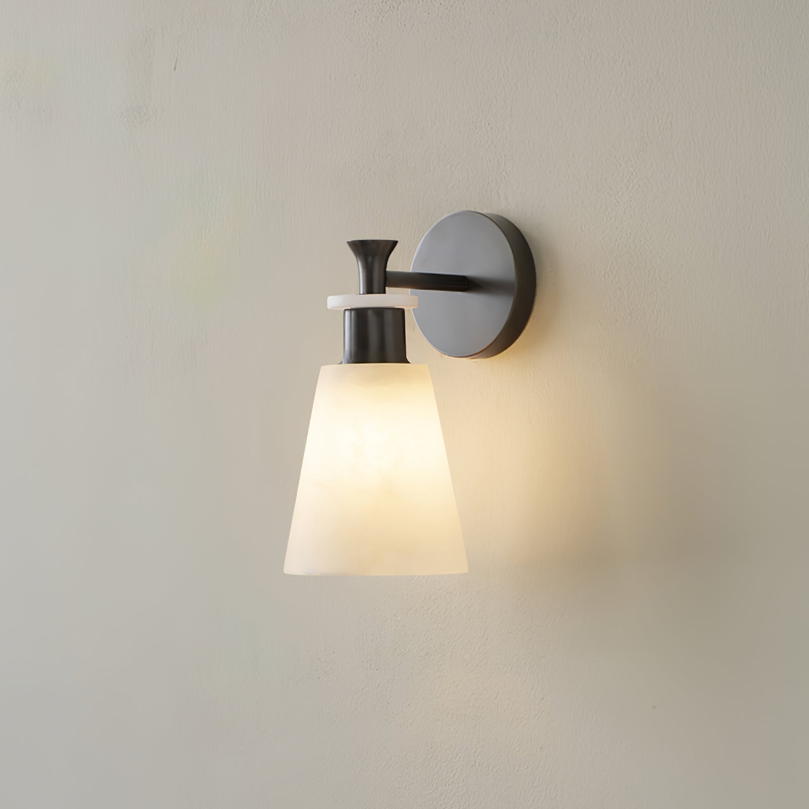Tapered Alabaster and Brass Wall Sconce