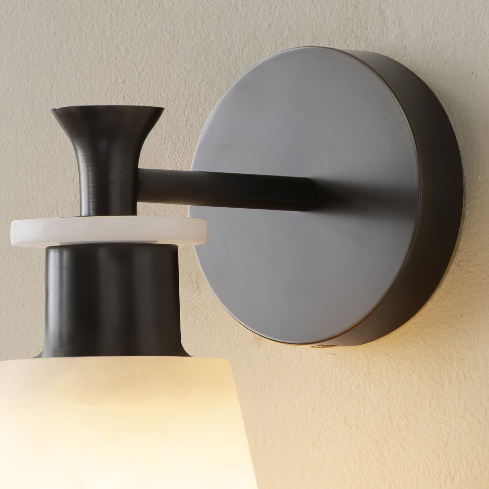 Tapered Alabaster and Brass Wall Sconce