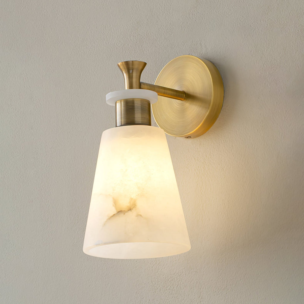 Tapered Alabaster and Brass Wall Sconce