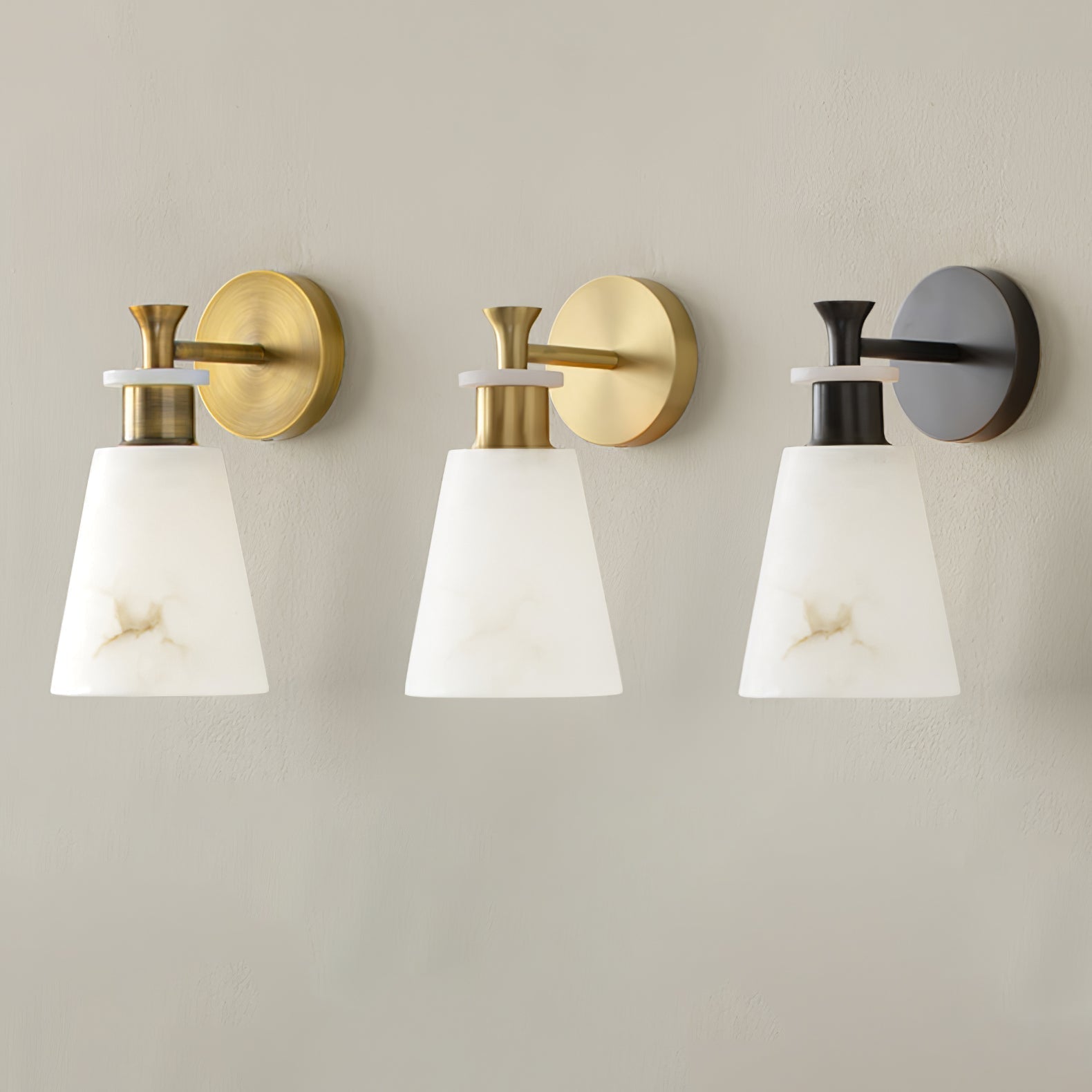 Tapered Alabaster and Brass Wall Sconce