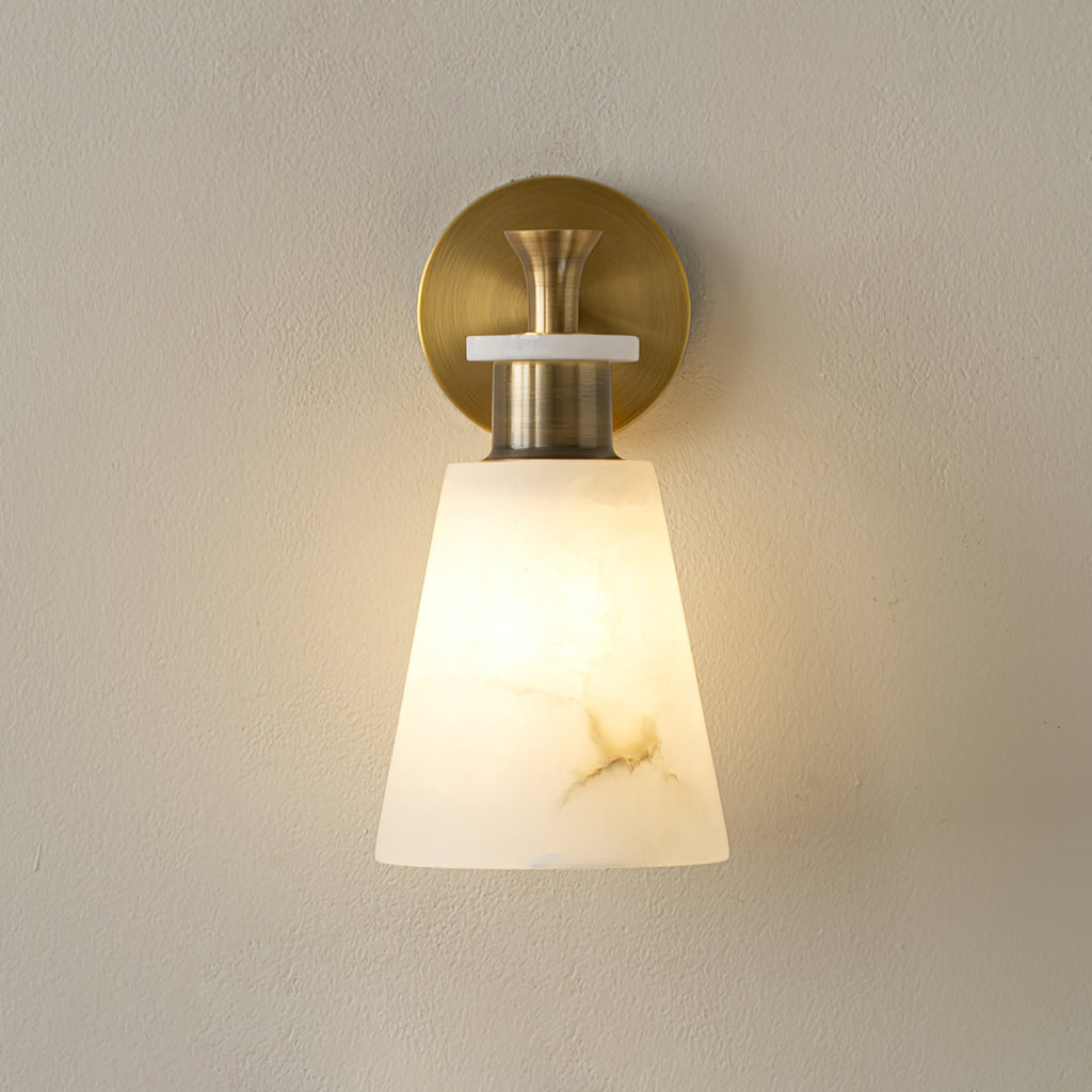 Tapered Alabaster and Brass Wall Sconce