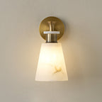 Tapered Alabaster and Brass Wall Sconce