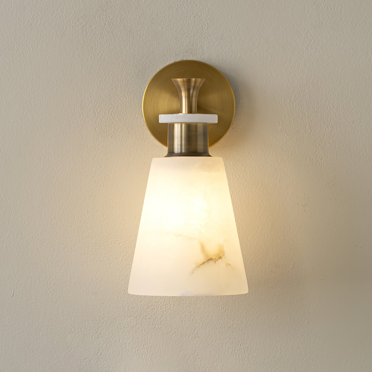 Tapered Alabaster and Brass Wall Sconce