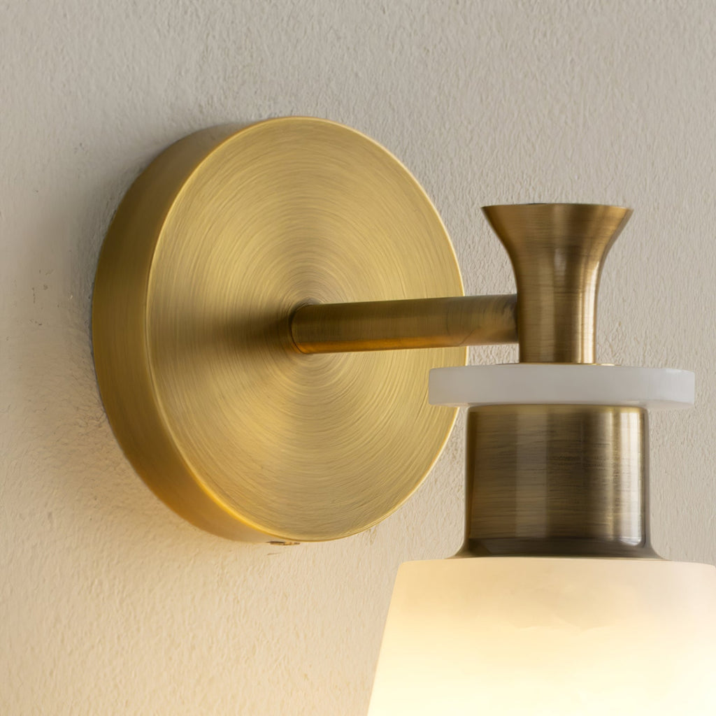 Tapered Alabaster and Brass Wall Sconce