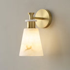 Tapered Alabaster and Brass Wall Sconce
