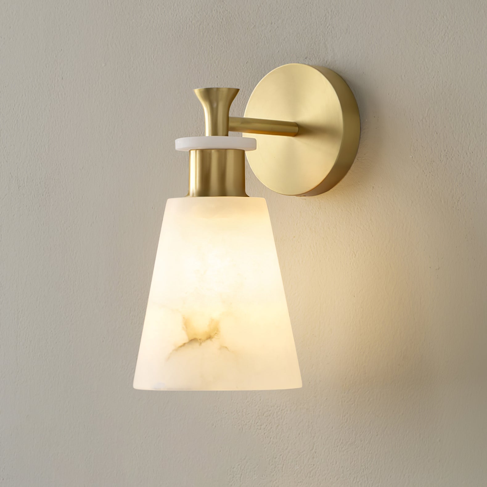 Tapered Alabaster and Brass Wall Sconce