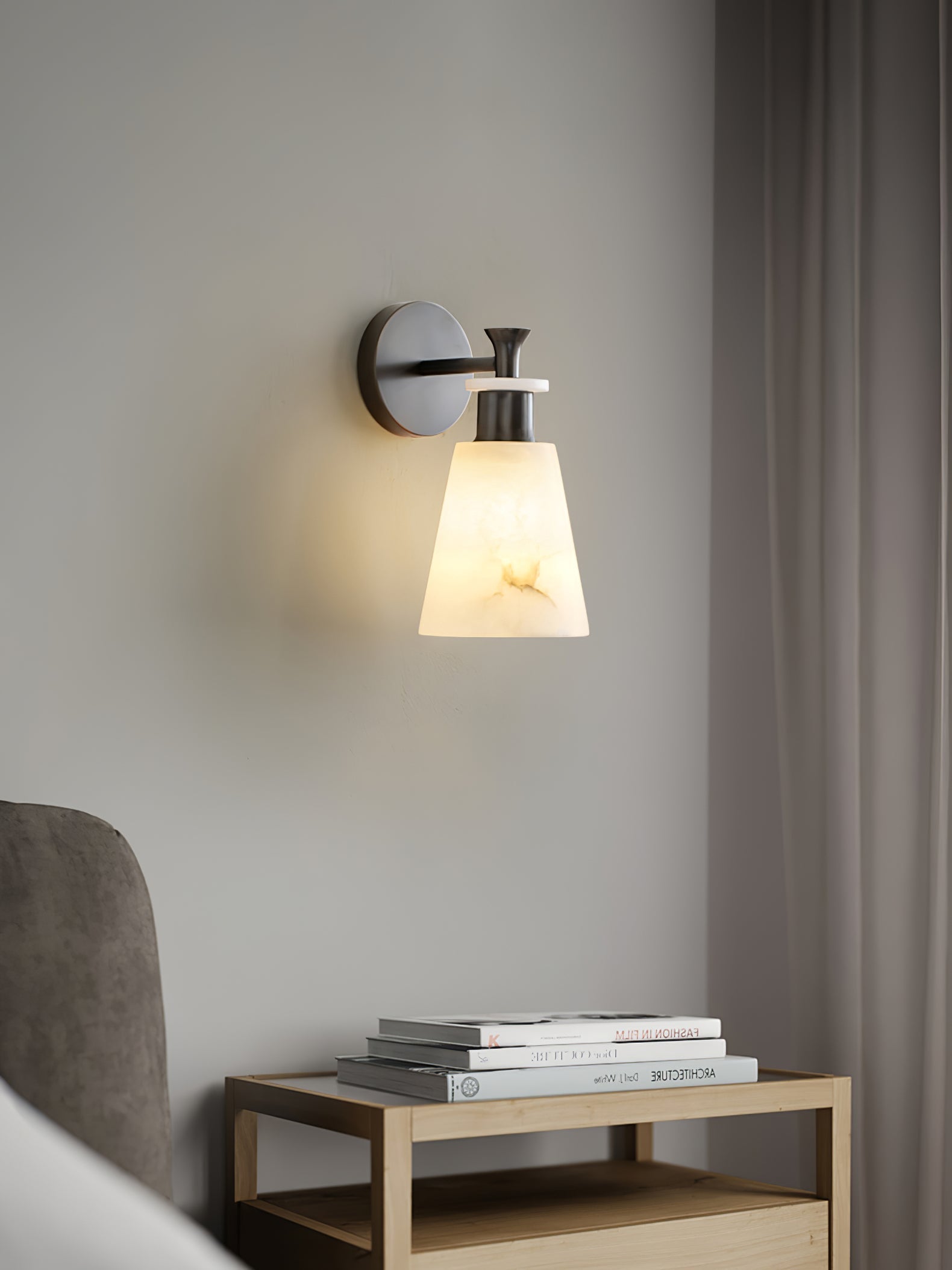 Tapered Alabaster and Brass Wall Sconce