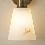 Tapered Alabaster and Brass Wall Sconce