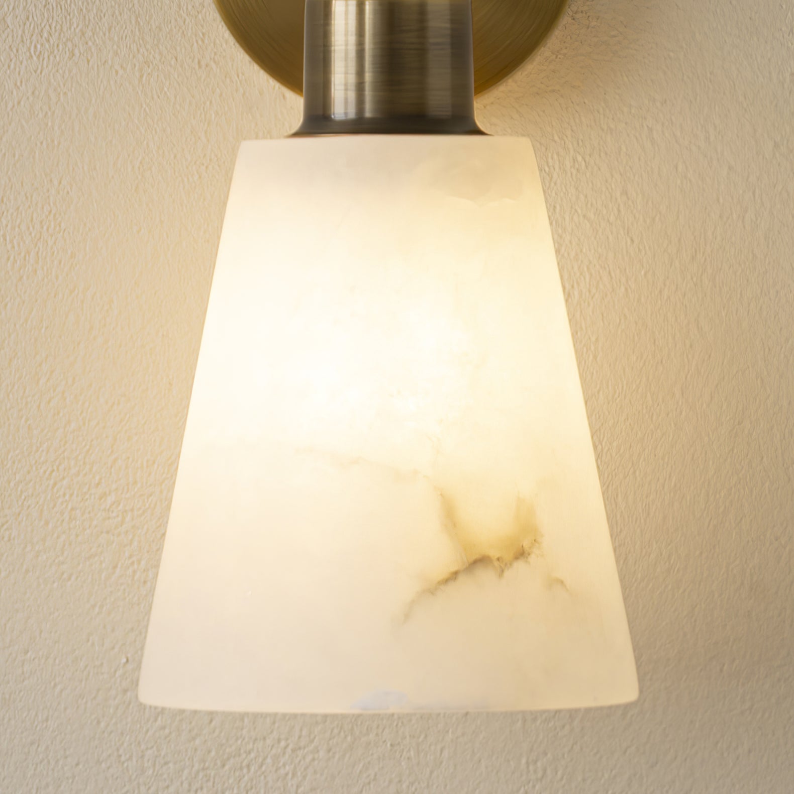Tapered Alabaster and Brass Wall Sconce